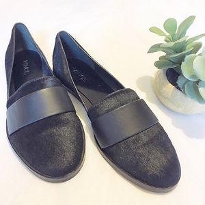 Vince Black Calf Hair and Leather Flats